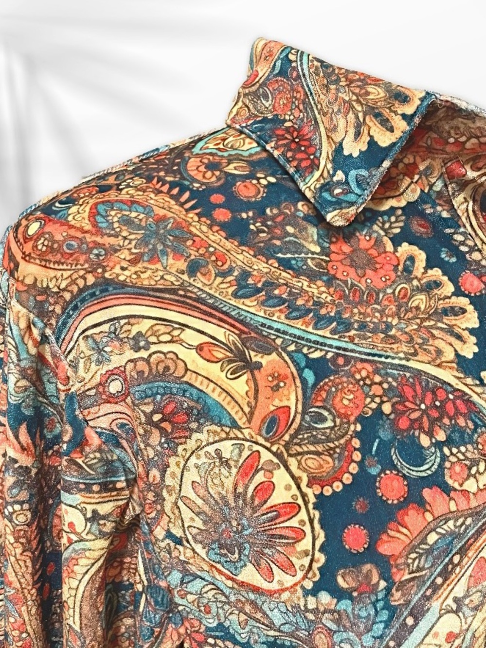 Paisley Print Velour Blouse XL - Picture 4 of 16